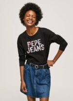 žene crno majica dugih rukava s logotipom Pepe Jeans JZ8H426 - Slika 3