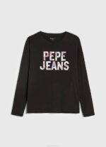 žene crno majica dugih rukava s logotipom Pepe Jeans JZ8H426 - Slika 5