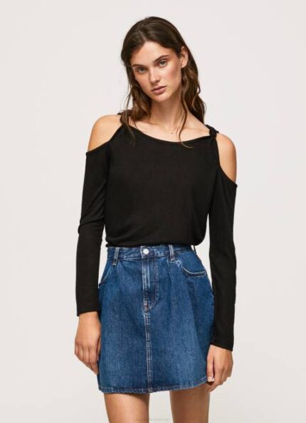 žene crno majica dugih rukava s naramenicama Pepe Jeans JZ8H399