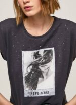žene isprano crno majica s printom fotografija Pepe Jeans JZ8H388 - Slika 3