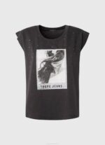 žene isprano crno majica s printom fotografija Pepe Jeans JZ8H388 - Slika 5