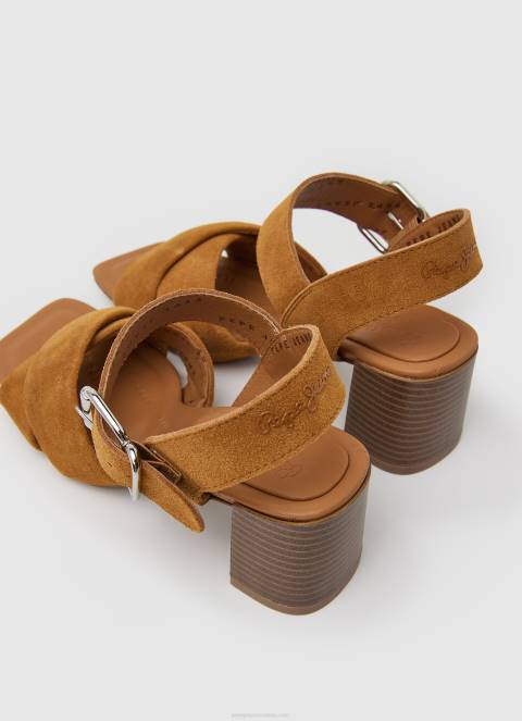 žene konjak altea basic sandale od brušene kože Pepe Jeans JZ8H649 - Slika 4