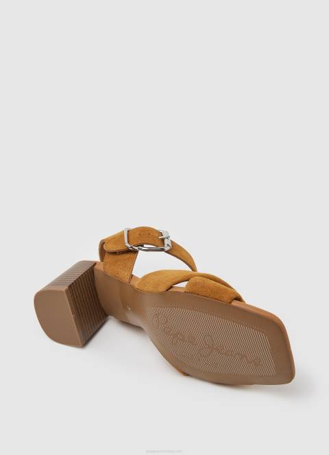 žene konjak altea basic sandale od brušene kože Pepe Jeans JZ8H649 - Slika 5