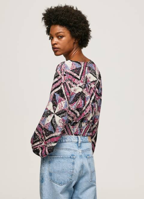 žene multi skraćeni pripijeni top s printom paisley Pepe Jeans JZ8H377 - Slika 4