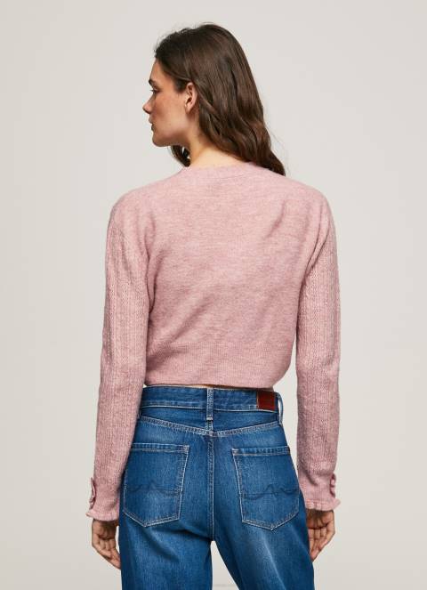 žene mutno ružičasta kardigan s otvorenim v izrezom Pepe Jeans JZ8H248 - Slika 3