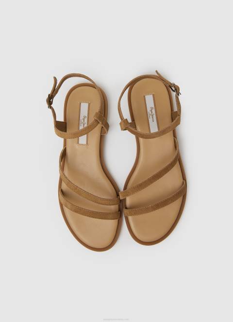 žene sakriti hayes folk ravne sandale od brušene kože Pepe Jeans JZ8H668 - Slika 2
