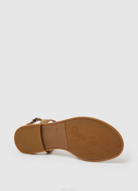 žene sakriti hayes folk ravne sandale od brušene kože Pepe Jeans JZ8H668 - Slika 5