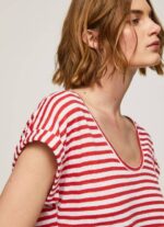 žene studio crvena majica s prugastim printom Pepe Jeans JZ8H446