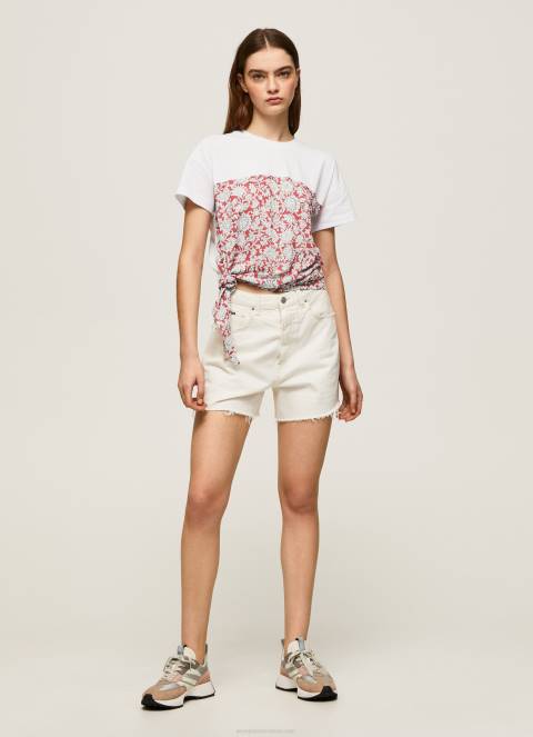žene studio crvena pamučna majica s cvjetnim printom Pepe Jeans JZ8H380 - Slika 2