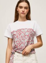 žene studio crvena pamučna majica s cvjetnim printom Pepe Jeans JZ8H380