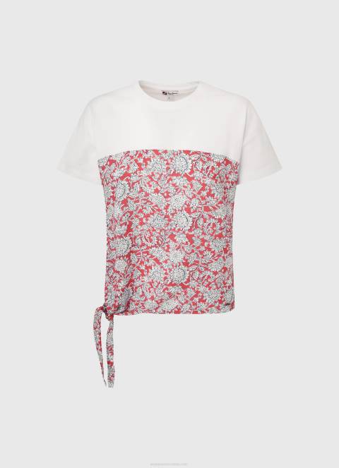 žene studio crvena pamučna majica s cvjetnim printom Pepe Jeans JZ8H380 - Slika 5