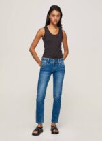 žene traper gen ravne traperice srednjeg struka Pepe Jeans JZ8H32